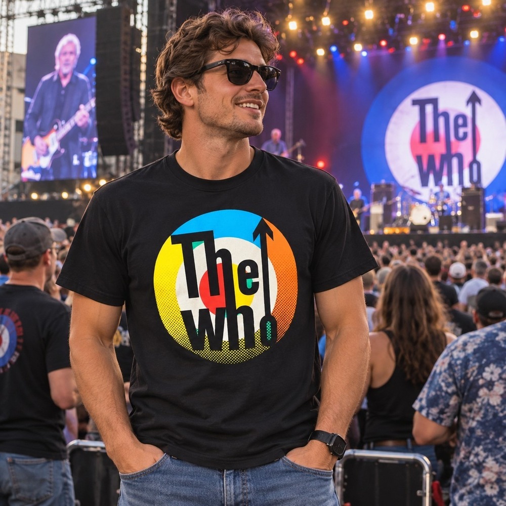 The Who Moving On Tour 2019 T Shirt Medium Black Concert Rock Band Tour -3859